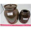 Image 1 : LOT OF 2 CROCKERY PIECES (1 GALLON WITH LID, 1/2 GALLON)