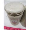 Image 2 : LOT OF 2 CROCKERY PIECES (1/2 GALLON AND 1/4 GALLON-HAS LID AND HAIRLINE CRACKS)