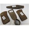 Image 1 : LOT OF 4 ASSORTED TOOL ITEMS ( 2 AXE HEADS, GRUB HOE HEAD, SPIKE HAMMER HEAD)
