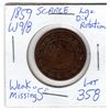 Image 1 : 1859 WIDE 9 OVER 8 MISSING 5  LARGE CENT ROTATED DIE