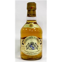 375ML BOTTLE OF GIBSONS FINEST CANADIAN WHISKY