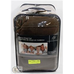 FLEECE BROWN QUEEN SHEET SET