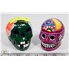 Image 1 : LOT OF 2 DECORATIVE SKULLS FROM MEXICO