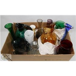 LOT OF GLASS VASES.