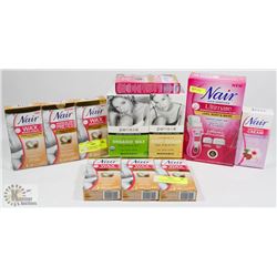 LARGE FLAT OF ASSORTED HAIR REMOVAL PRODUCTS