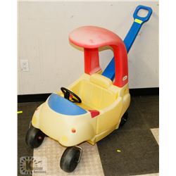 LITTLE TIKES RIDE IN CAR WITH PUSH HANDLE