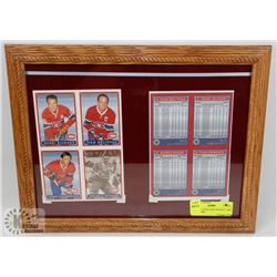 VINTAGE OPEE-CHEE HOCKEY CARD IN  A FRAME