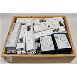 TRAY OF ASSORTED BALLASTS & MISC. ELECTRICAL
