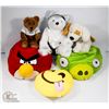 Image 1 : ESTATE BOX OF STUFFED ANIMALS INCLUDING ANGRY BIRD