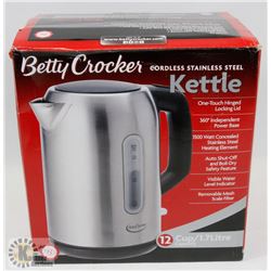 BETTY CROKER STAINLESS STEEL CORDLESS KETTLE