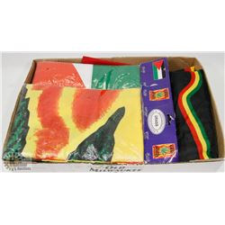 LOT OF 5 FLAGS (3 X 5) INCLUDES PIRATE, BOB MARLEY