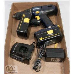 MASTERCRAFT 18 VOLT CORDLESS DRILL, COMES WITH 2
