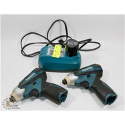 LOT OF 2 MAKITA DRILLS WITH ONE BATTERY AND ONE