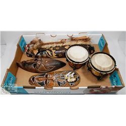 AFRICAN LOT ESTATE MASKS, DRUMS