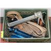 Image 1 : CRATE OF TOOLS, INCLUDES ELECTRIC DRILL, LEATHER