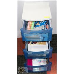 3 DRAWER STORAGE DRAWERS WITH VARIOUS CRAFT