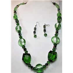 8)  SHADES OF GREEN GLASS & CRYSTAL