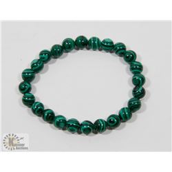 #65-NATURAL MALACHITE BEAD BRACELET 8MM