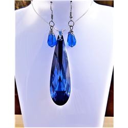 19)  COBALT BLUE 3" LONG PENDANT ON CHAIN