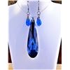 Image 1 : 19)  COBALT BLUE 3" LONG PENDANT ON CHAIN