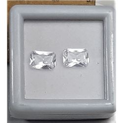 4)  LOT OF 2 MATCHED WHITE EMERALD CUT