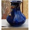 Image 2 : 11)  COBALT BLUE VASE WITH RAISED FLOWER