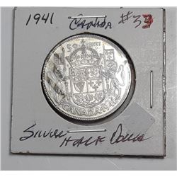 3)   SILVER 1941 CANADIAN 50 CENT