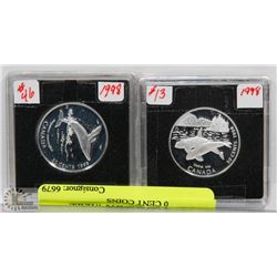 LOT OF 2 CANADA 1998 WHALE SILVER 50 CENT COINS