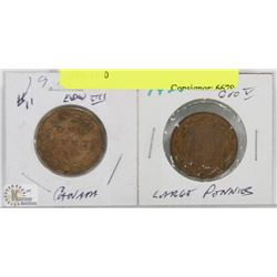 LOT OF 2 CANADA LARGE PENNIES 1910, 1920