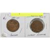 Image 1 : LOT OF 2 CANADA LARGE PENNIES 1910, 1920