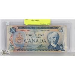 1972 CANADA $5 BILL