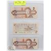 Image 1 : 1986 CANADA LOT OF 3 - $2 BILLS