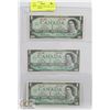 Image 1 : LOT OF 3 CANADA 1967 $1 BILLS NO SERIAL NUMBER