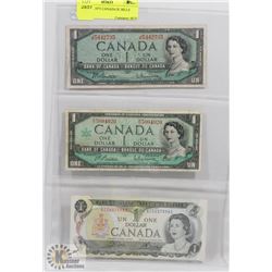 1954,1967, 1973 CANADA $1 BILLS