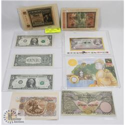LOT OF ASSORTED WORLD CURRENCY BILLS