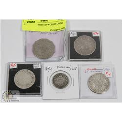 LOT OF 5 ASSORTED WORLD COINS