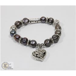 #57-FRESH WATER PEARL WITH HEART SHAPE BRACELET