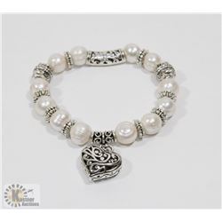 #53-FRESH WATER PEARL WITH HEART SHAPE BRACELET
