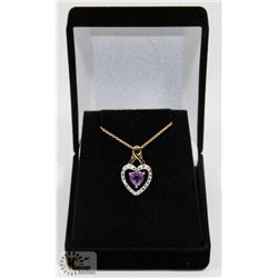 #116-NATURAL  AMETHYST & CZ PENDANT NECKLACE