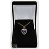 Image 1 : #116-NATURAL  AMETHYST & CZ PENDANT NECKLACE
