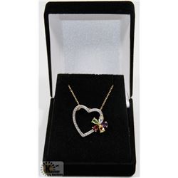 #126-NATURAL AMETHYST & CZ PENDANT & NECKLACE