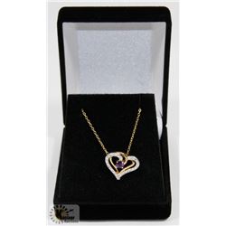 #109-NATURAL  AMETHYST & CZ PENDANT NECKLACE