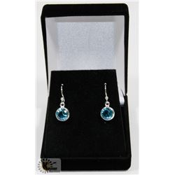 #100-SKY BLUE CUBIC ZIRCONIA DANGLING EARRINGS