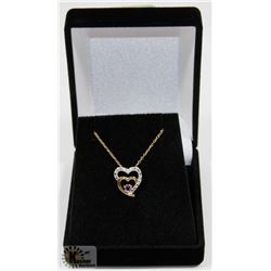 #111-NATURAL  AMETHYST & CZ PENDANT NECKLACE