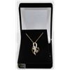 Image 1 : #123-NATURAL BLUE TOPAZ & CZ PENDANT NECKLACE
