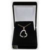 Image 1 : #122-NATURAL BLUE SAPPHIRE & CZ PENDANT NECKLACE