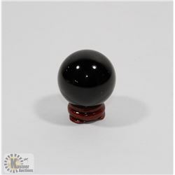 #135-NATURAL BLACK OBSIDIAN HEALING SPHERE BALL