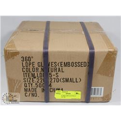 CASE OF 2000 LDPE GLOVES, 4 BOXES OF 500