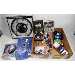 LOT OF OILERS PRODUCTS INCLUDING A CLOCK, CUFFLINK