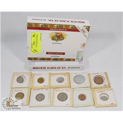 CIGAR BOX OF ASSORTED WORLD COINS